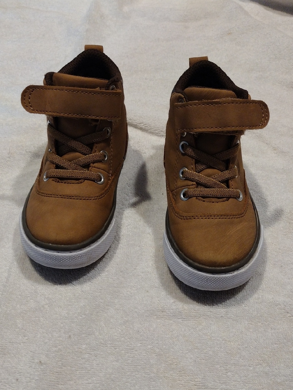 Kids Brown Casual High-Top Sneakers with Velcro Strap